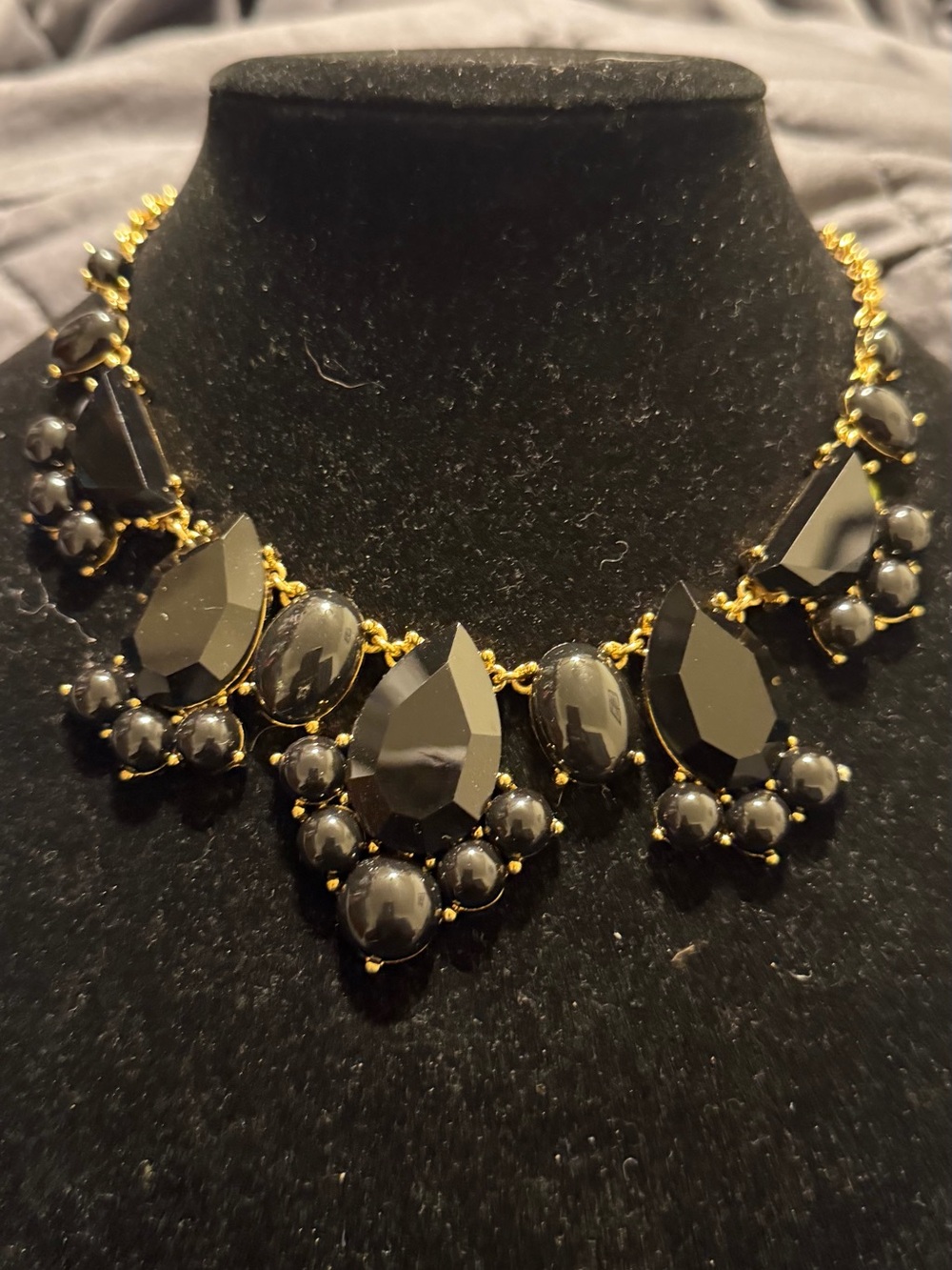 Kate Spade New York Black Crystal Statement Necklace Gold Tone NWT WBRU7673